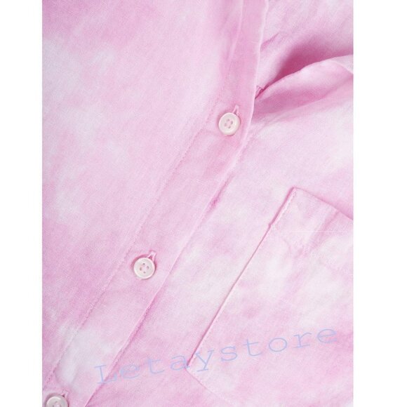 NWT Lucky Brand Tie-Dye Tie-Front Cotton Button Down Shirt - Picture 3 of 5